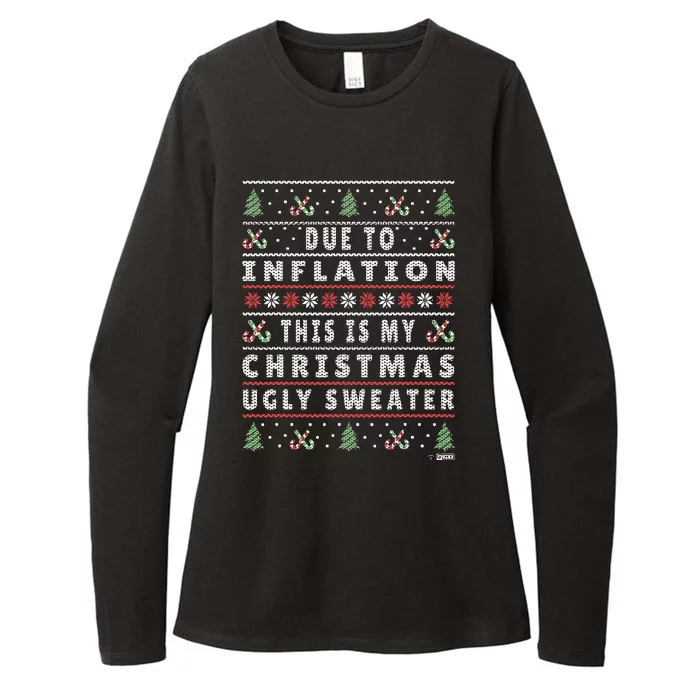 Due to Inflation Ugly Christmas Sweater, Funny Xmas Quote Womens CVC Long Sleeve Shirt