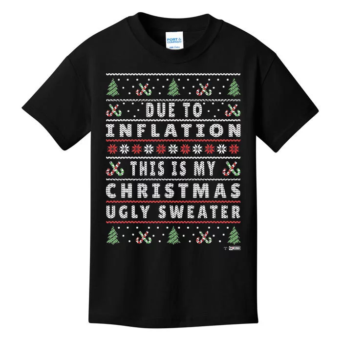 Due to Inflation Ugly Christmas Sweater, Funny Xmas Quote Kids T-Shirt