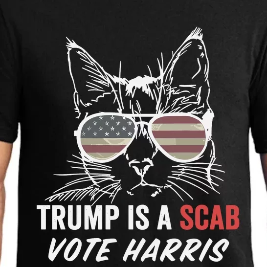 Donald Trump Is A Scab Vote Harris Cat Lady Pajama Set