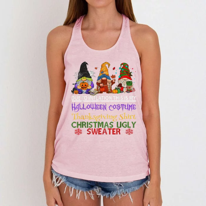 Due To Inflation This Is My Halloween Thanksgiving Christmas Women's Knotted Racerback Tank