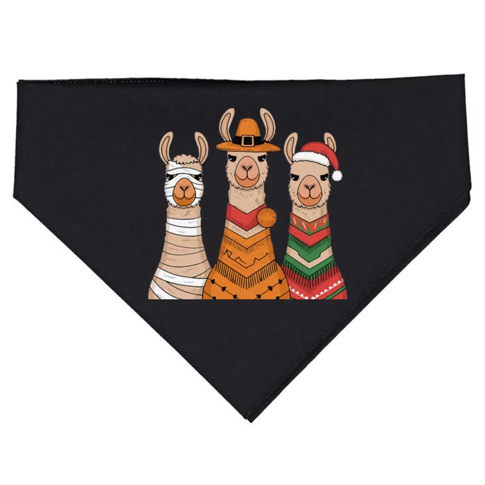 Due To Inflation Halloween Thanksgiving Christmas Llama USA-Made Doggie Bandana