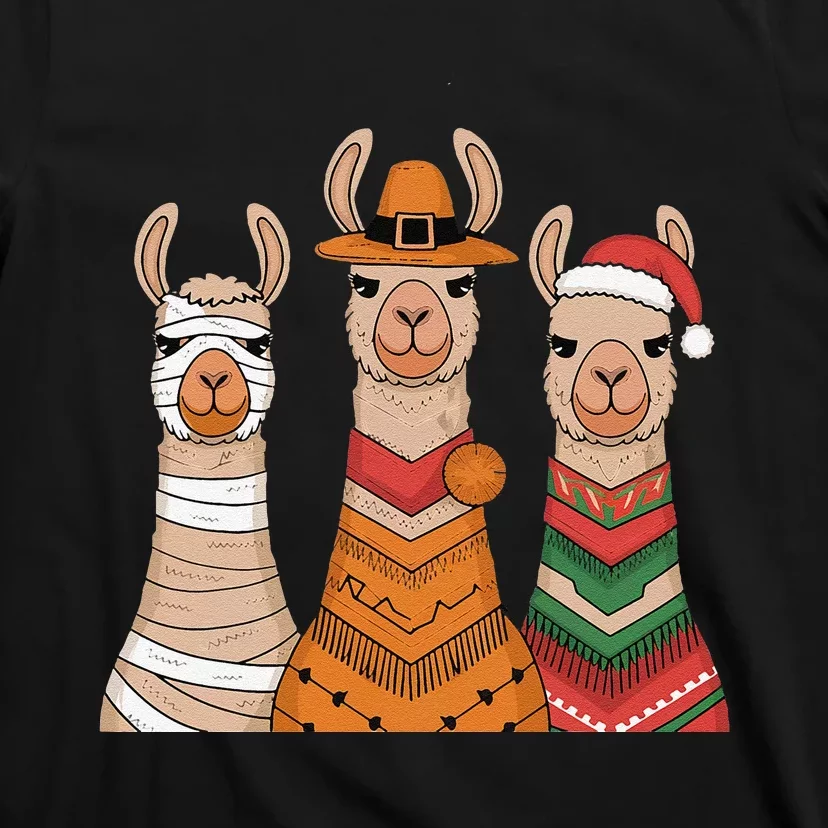 Due To Inflation Halloween Thanksgiving Christmas Llama T-Shirt