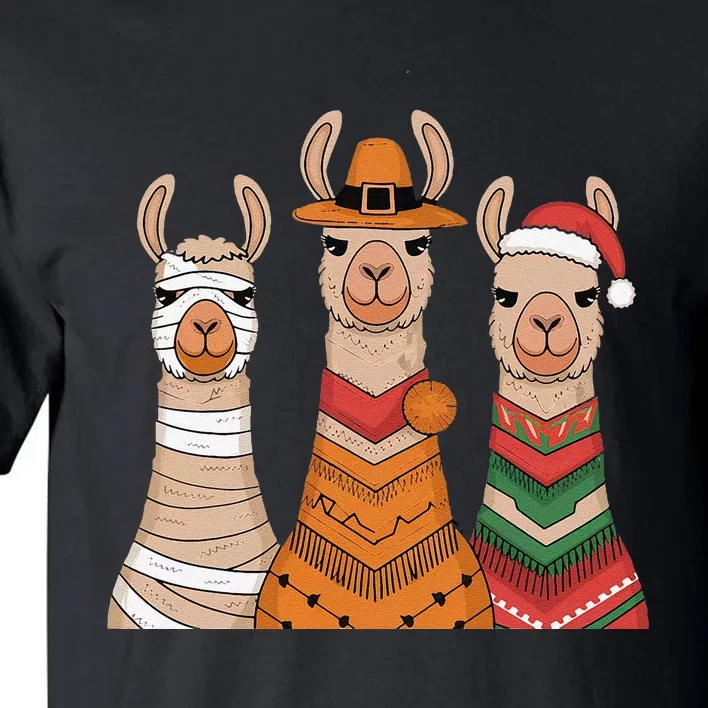 Due To Inflation Halloween Thanksgiving Christmas Llama Tall T-Shirt