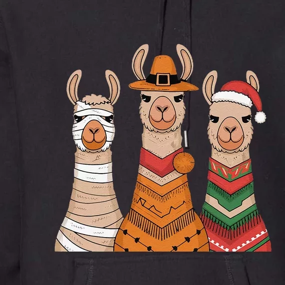 Due To Inflation Halloween Thanksgiving Christmas Llama Premium Hoodie