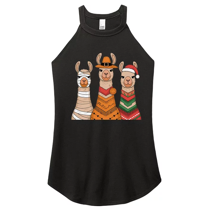 Due To Inflation Halloween Thanksgiving Christmas Llama Women’s Perfect Tri Rocker Tank