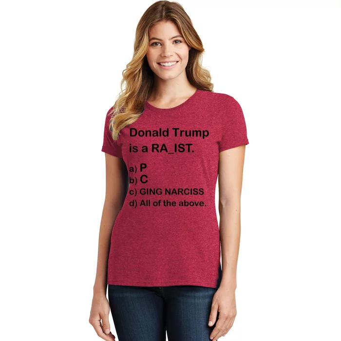 Donald Trump Is A Racist Anti Trump Joke Funny Women's T-Shirt