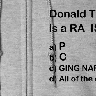 Donald Trump Is A Racist Anti Trump Joke Funny Full Zip Hoodie