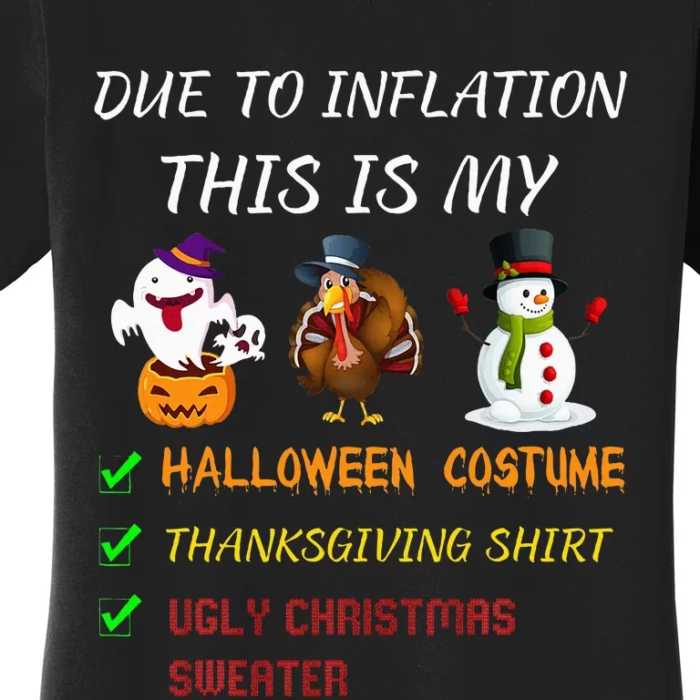 Due To Inflation This Is My Halloween Thanksgiving Christmas Women's T-Shirt