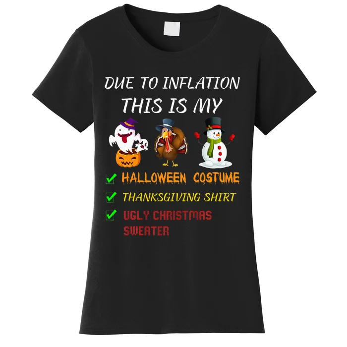 Due To Inflation This Is My Halloween Thanksgiving Christmas Women's T-Shirt