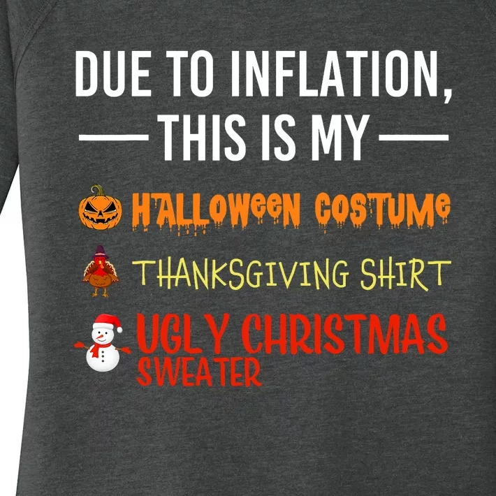 Due To Inflation This Is My Halloween Thanksgiving Christmas Women's Perfect Tri Tunic Long Sleeve Shirt