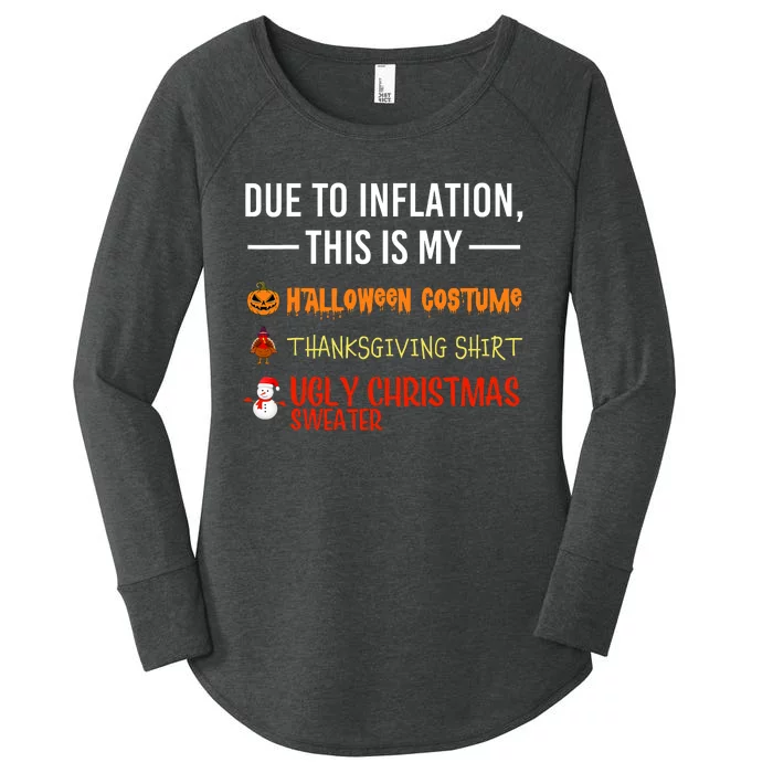 Due To Inflation This Is My Halloween Thanksgiving Christmas Women's Perfect Tri Tunic Long Sleeve Shirt