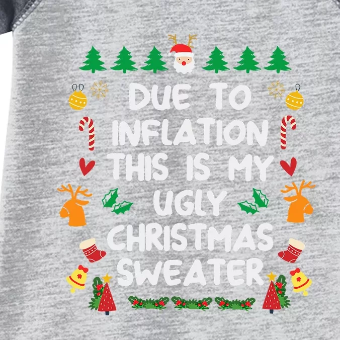 Due to Inflation Ugly Christmas Sweaters Funny Infant Baby Jersey Bodysuit