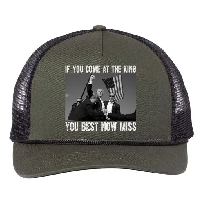 Donald Trump If You Come At The King You Best Not Miss Retro Rope Trucker Hat Cap