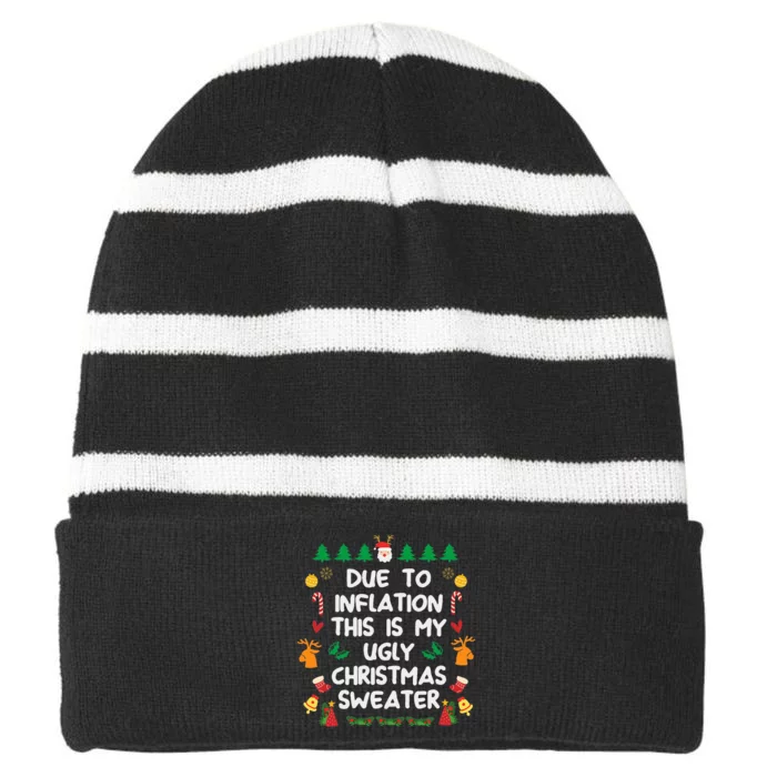 Due to Inflation Ugly Christmas Sweaters Striped Beanie with Solid Band