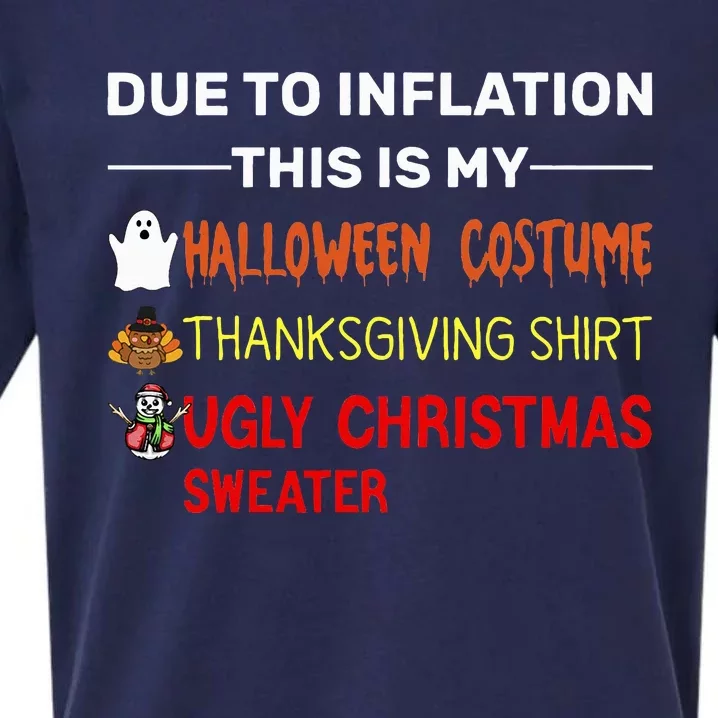 Due to Inflation This is My Halloween Thanksgiving Sueded Cloud Jersey T-Shirt