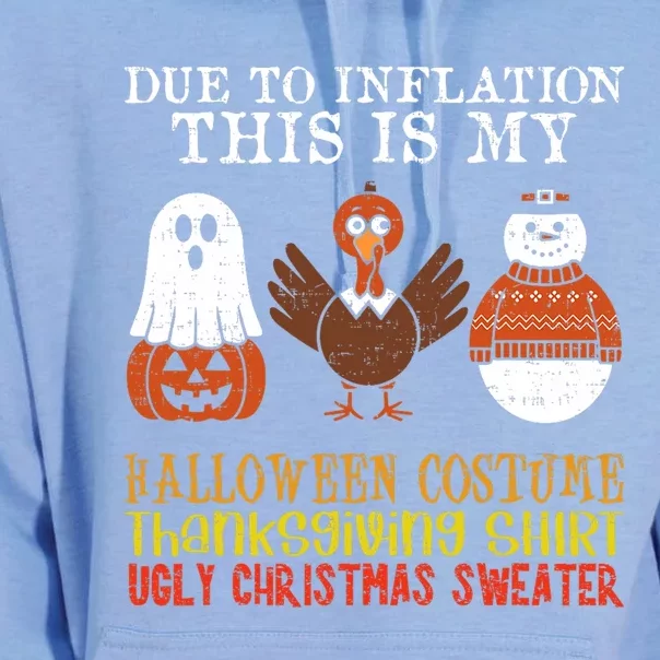 Due To Inflation This Is My Halloween Thanksgiving Christmas Unisex Surf Hoodie