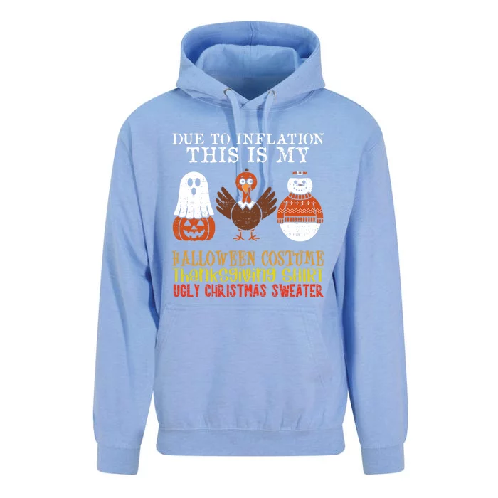 Due To Inflation This Is My Halloween Thanksgiving Christmas Unisex Surf Hoodie