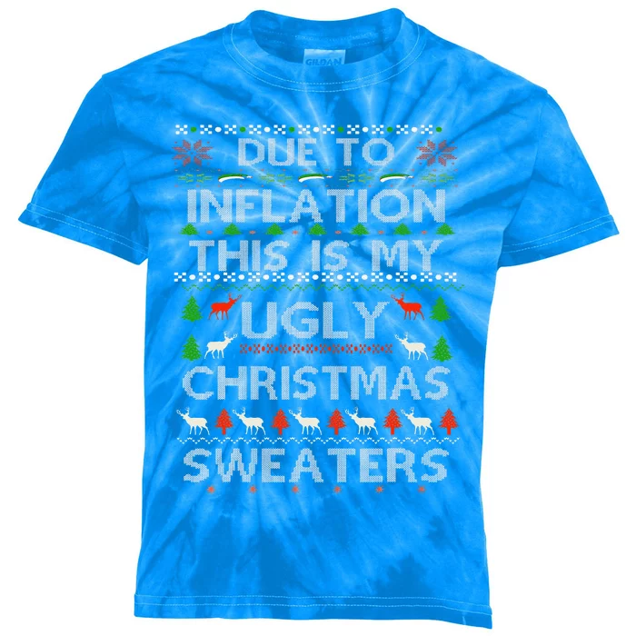 Due To Inflation Ugly Christmas Cute Kids Tie-Dye T-Shirt