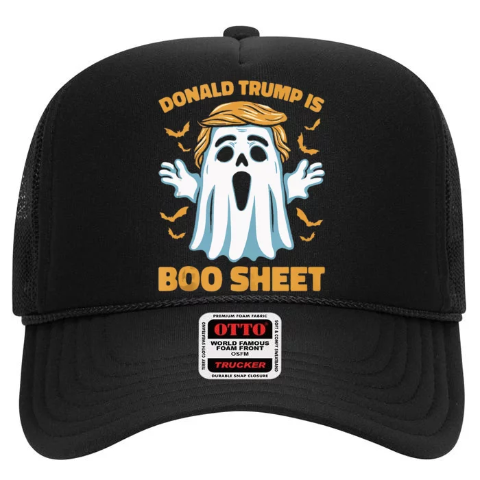 Donald Trump Is Boo Sheet Halloween Ghost Vote Election 2024 High Crown Mesh Trucker Hat