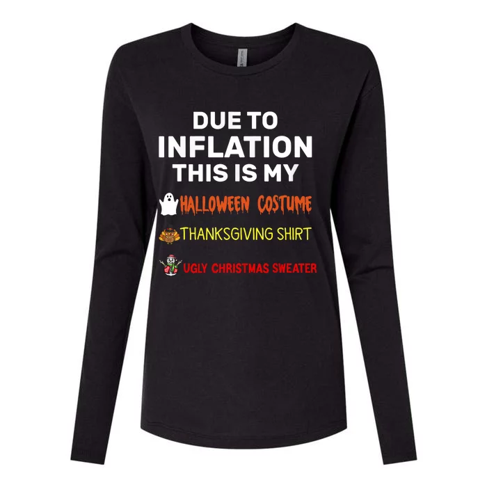 Due To Inflation This Is My Funny Halloween Costume Womens Cotton Relaxed Long Sleeve T-Shirt