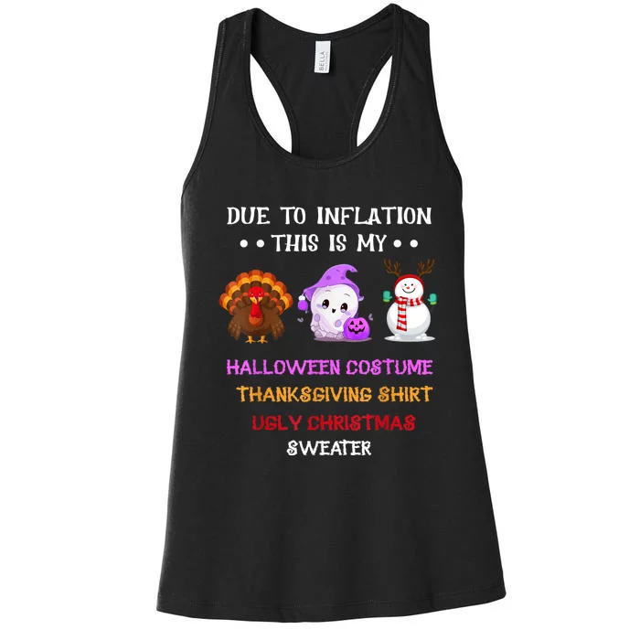 Due To Inflation This Is My Halloween Thanksgiving Christmas Women's Racerback Tank