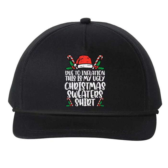 Due To Inflation Funny Christmas Sweater Xmas Snapback Five-Panel Rope Hat