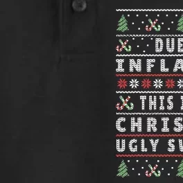 Due To Inflation Ugly Christmas Sweater Funny Xmas Quote Dry Zone Grid Performance Polo