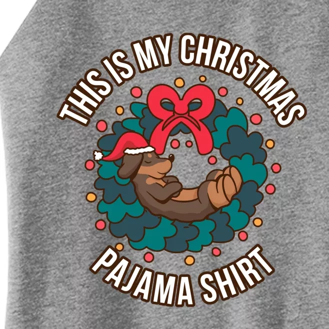 Dachshund This Is My Christmas Pajama Gift Women’s Perfect Tri Rocker Tank