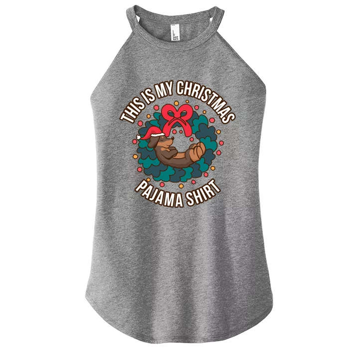 Dachshund This Is My Christmas Pajama Gift Women’s Perfect Tri Rocker Tank