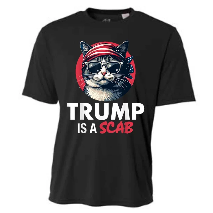 Donald Trump Is A Scab Vote Harris Walz Cat Lady Cooling Performance Crew T-Shirt