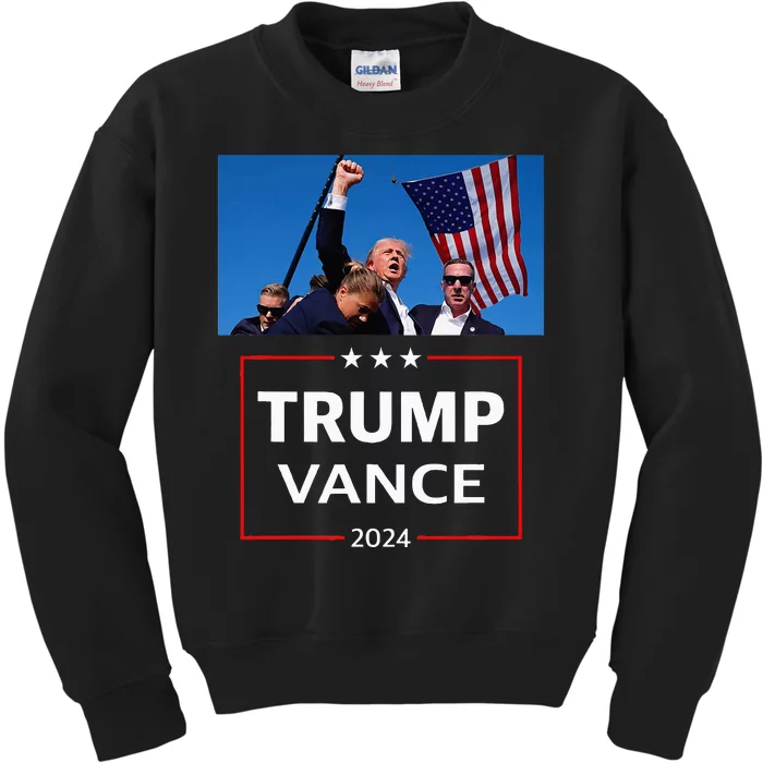 Donald Trump J.D. Vance 2024 Election Rally Campaign Event Kids Sweatshirt