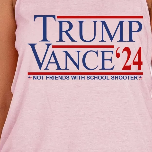 Donald Trump Jd Vance 2024 Not Friends With School Shooters Women's Knotted Racerback Tank