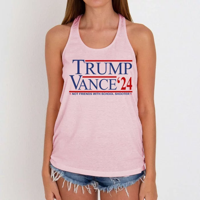 Donald Trump Jd Vance 2024 Not Friends With School Shooters Women's Knotted Racerback Tank