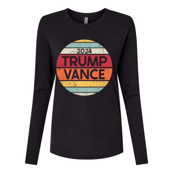 Donald Trump Jd Vance 2024 Retro Style Womens Cotton Relaxed Long Sleeve T-Shirt