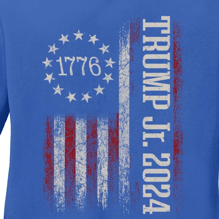 Donald Trump Jr For President 2024 Trump Republican Us Flag Cute Gift Ladies Long Sleeve Shirt