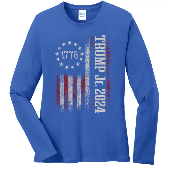 Donald Trump Jr For President 2024 Trump Republican Us Flag Cute Gift Ladies Long Sleeve Shirt