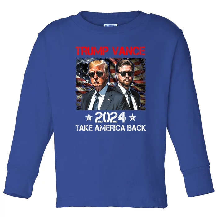 Donald Trump J.D. Vance Take America Back Trump Vance 2024 Gift Toddler Long Sleeve Shirt