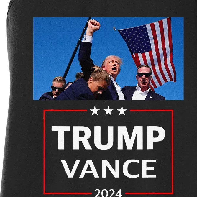 Donald Trump J.D. Vance 2024 Election Rally Campaign Event Women's Racerback Tank