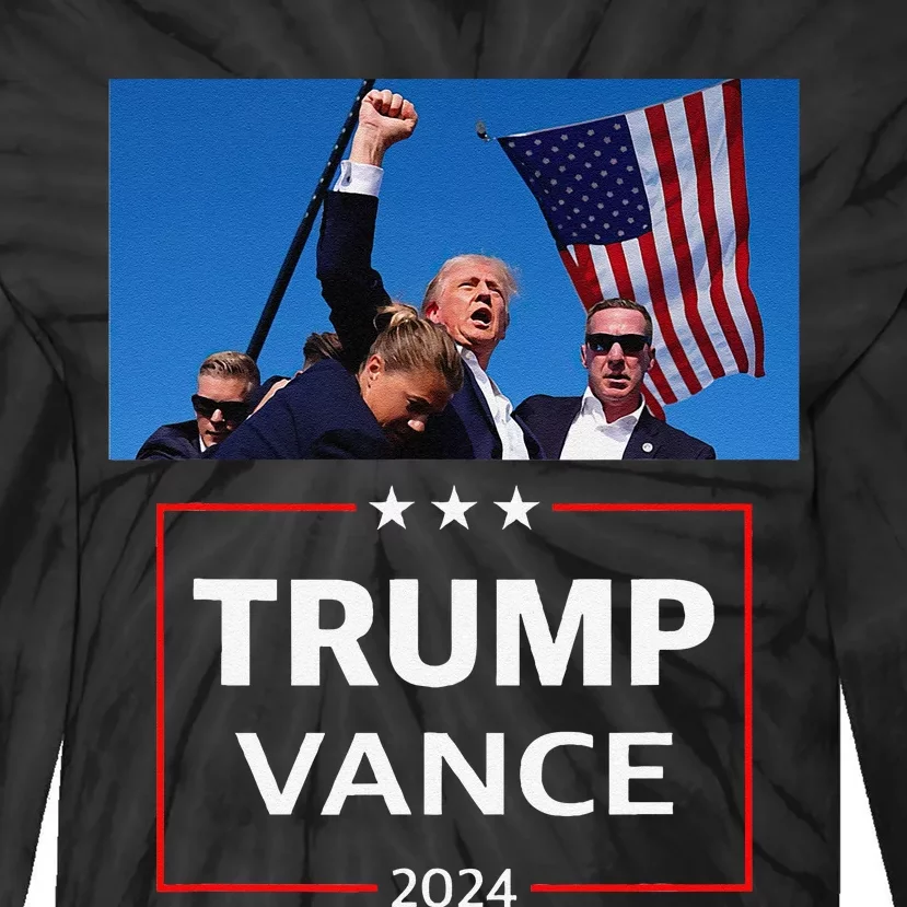 Donald Trump J.D. Vance 2024 Election Rally Campaign Event Tie-Dye Long Sleeve Shirt