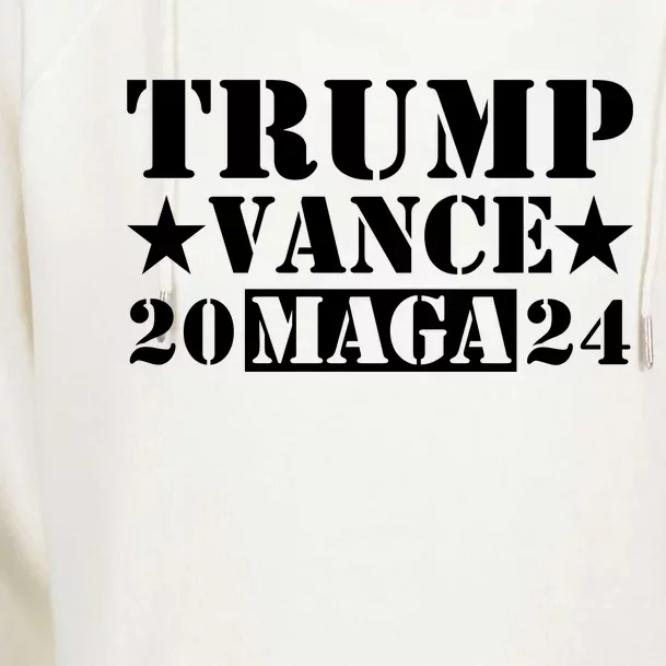 Donald Trump Jd Vance 2024 Maga Army Stamp Black Logo Womens Funnel Neck Pullover Hood