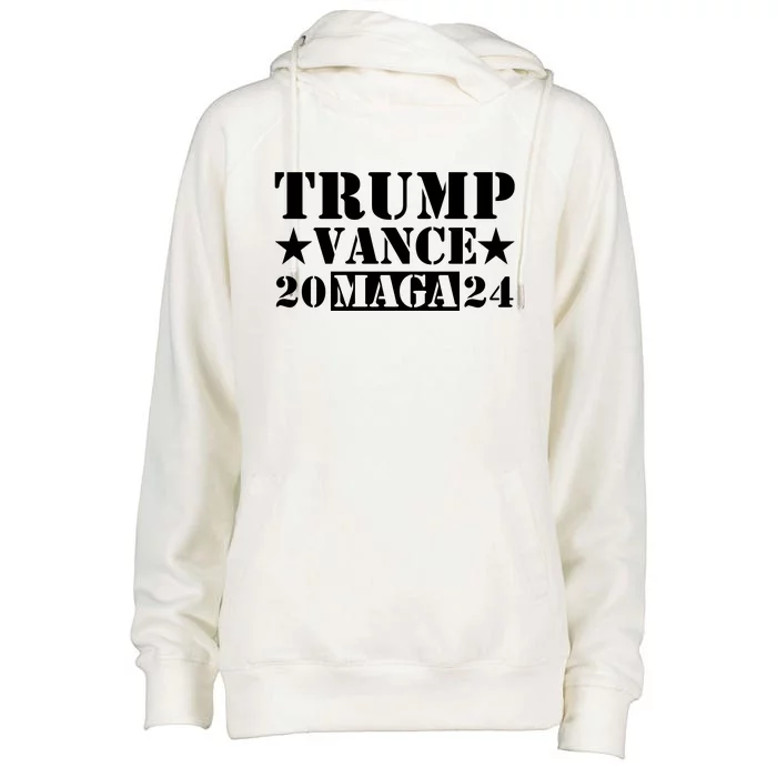 Donald Trump Jd Vance 2024 Maga Army Stamp Black Logo Womens Funnel Neck Pullover Hood