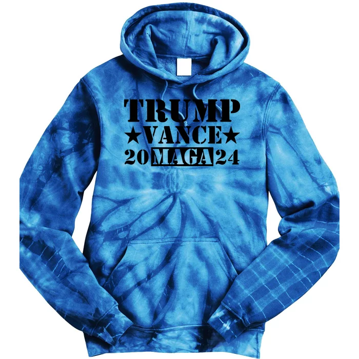 Donald Trump Jd Vance 2024 Maga Army Stamp Black Logo Tie Dye Hoodie