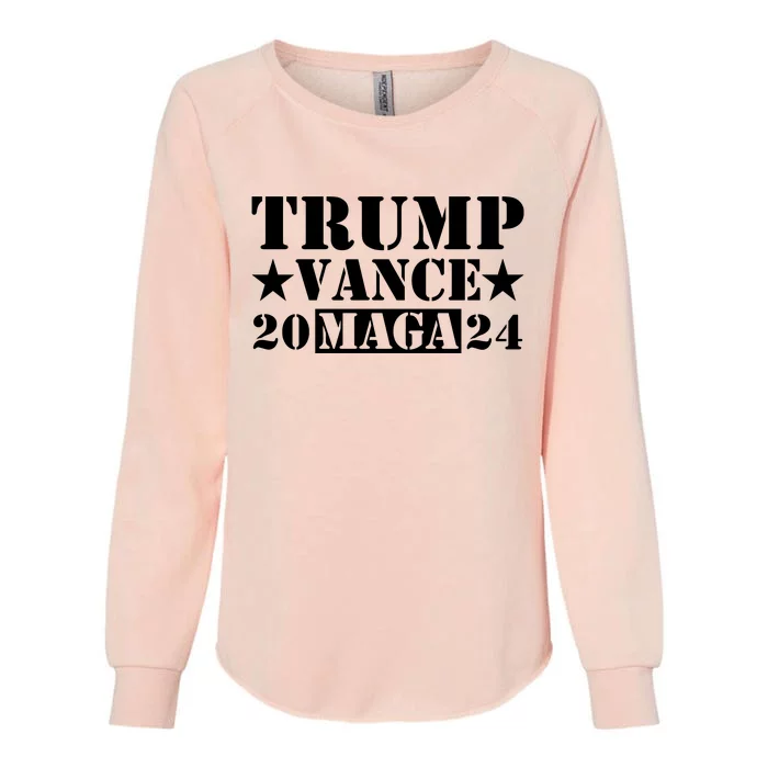 Donald Trump Jd Vance 2024 Maga Army Stamp Black Logo Womens California Wash Sweatshirt