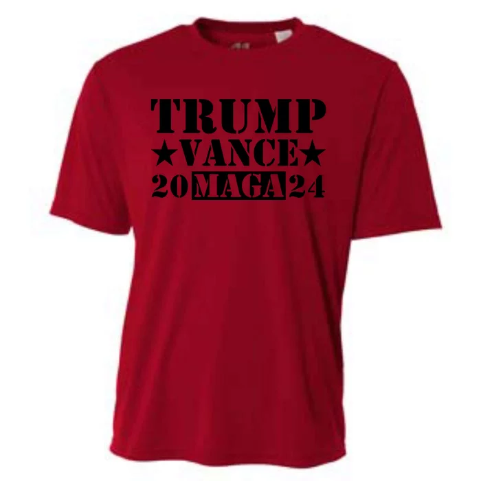 Donald Trump Jd Vance 2024 Maga Army Stamp Black Logo Cooling Performance Crew T-Shirt