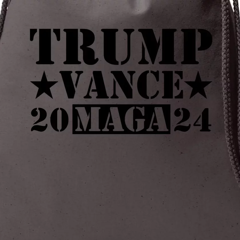 Donald Trump Jd Vance 2024 Maga Army Stamp Black Logo Drawstring Bag