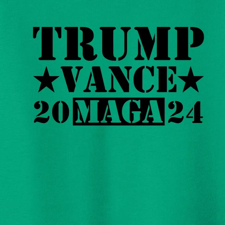 Donald Trump Jd Vance 2024 Maga Army Stamp Black Logo Toddler T-Shirt