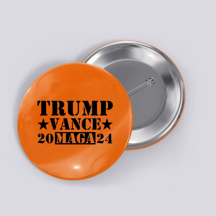 Donald Trump Jd Vance 2024 Maga Army Stamp Black Logo Button