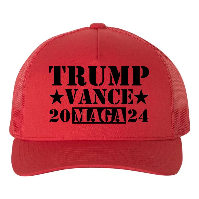 Donald Trump Jd Vance 2024 Maga Army Stamp Black Logo Yupoong Adult 5-Panel Trucker Hat