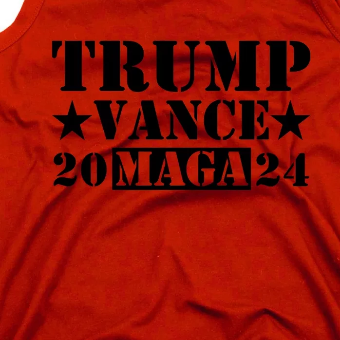 Donald Trump Jd Vance 2024 Maga Army Stamp Black Logo Tank Top