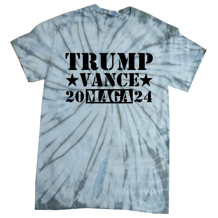 Donald Trump Jd Vance 2024 Maga Army Stamp Black Logo Tie-Dye T-Shirt